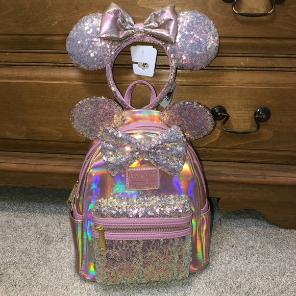 Loungefly Pink EARidescent Loungefly with Minnie Mouse Ears - Picture 12 of 13